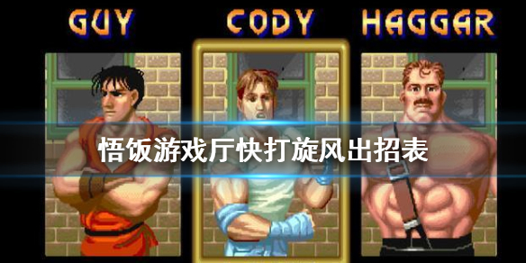 悟饭游戏厅快打旋风出招表